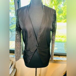 Hancy Black Gray Ombré Sequined Blazer Jacket